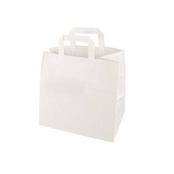 Draagtassen, papier 25 cm x 26 cm x 17 cm wit met handvaten en individuele EAN