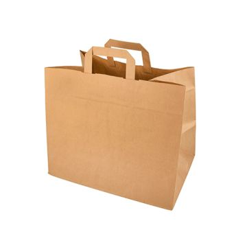 Draagtassen, papier 27 cm x 32 cm x 17 cm bruin met handvaten