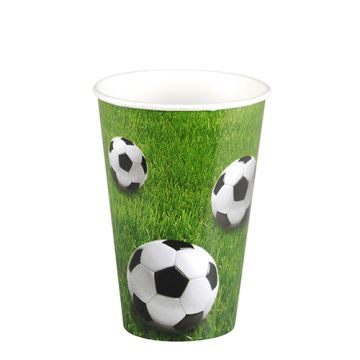 Kartonnon drinkbeker voetbal verjaardag 0,2 l Ø 7 cm · 9,7 cm FSC papieren feestbeker "Football"