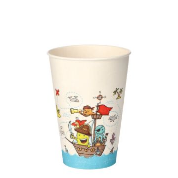 Drinkbekers karton met piraten 0,2 l Ø 7 cm · 9,7 cm papieren feestbeker  "Pirate Crew"