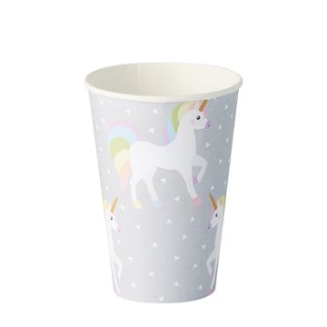 Drinkbekers karton met eenhoorn 0,2 l Ø 7 cm · 9,7 cm papieren feestbeker "Unicorn"