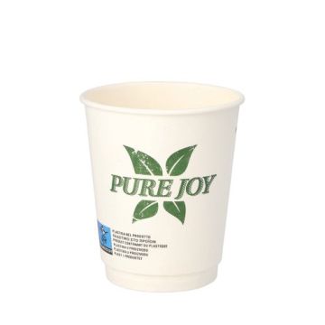 Drinkbekers, Karton 0,2 l Ø 8 cm · 9 cm wit "Pure Joy" dubbelwandige