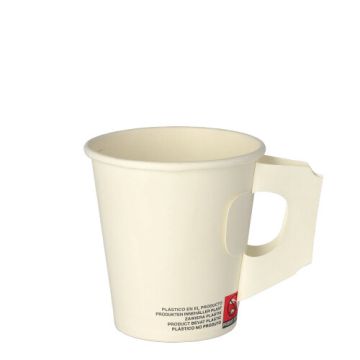 Drinkbekers met handgreep, karton 0,18 l Ø 7,3 cm · 7,8 cm wit
