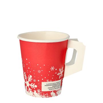 Drinkbeker met handgreep, karton 0,2 l Ø 8 cm · 9,3 cm Glühweinbeker kerstbeker "Winter Time"