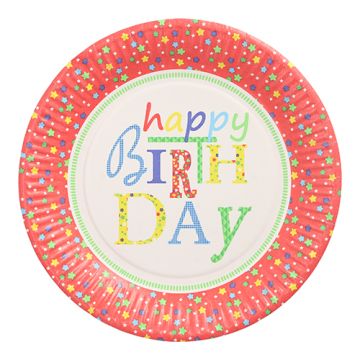 Ronde borden karton voor verjaardag Ø 23 cm FSC "Happy Birthday"
