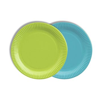Borden, karton rond Ø 18 cm assorti kleuren - limoengroen/turkoois