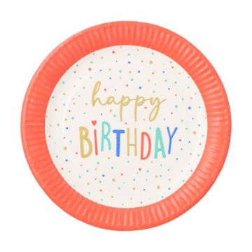 Ronde borden karton voor verjaardag Ø 23 cm FSC "Happy Birthday"