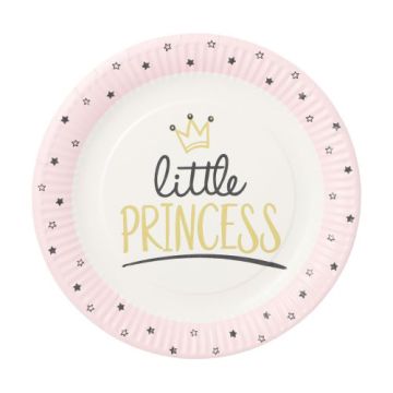Ronde borden karton voor verjaardag Ø 23 cm FSC prinses "Little Princess"