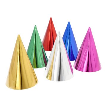 Feesthoedjes, partyhoedjes assorti kleuren "Metallic"