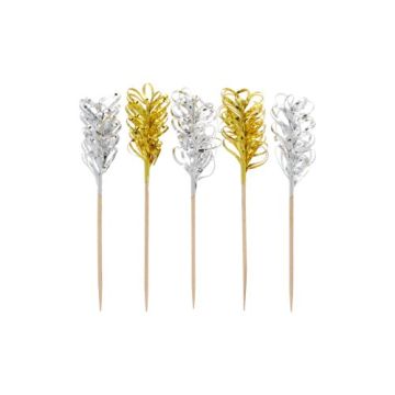 Decoprikkers 10,5 cm "Frills" goud/zilver