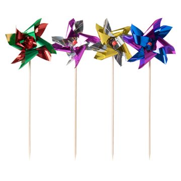 Decoprikkers 17,5 cm assorti kleuren prikker hout "Molen"