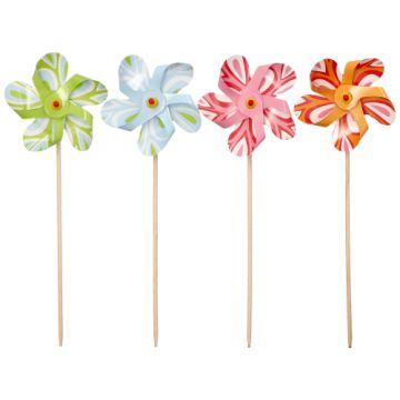 Decoprikkers 17,5 cm assorti kleuren prikker hout "molentje"