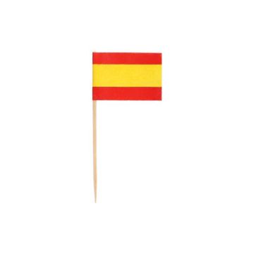 Cocktailprikkers met Spaanse vlag 8 cm, vlagprikker "Spanje", kaasprikkers