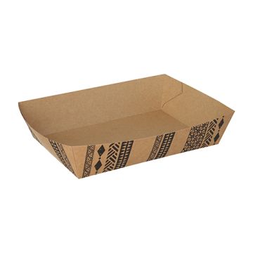 Snackbakje frietbakje karton 13 x 18 cm bruin FSC "Maori" extra large patatbak