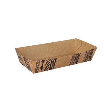 Snackbakje frietbakje karton 8,5 x 16,5 cm FSC bruin "Maori" large patatbak