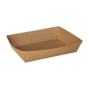 Snackbakje frietbakje karton "pure" 13 cm x 18 cm bruin extra large