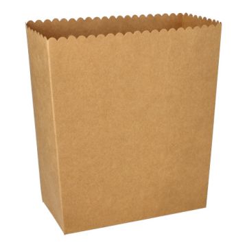 Kartonnen popcorn-bakjes "pure" hoekig 19,2 cm x 15,8 cm x 8 cm bruin, popcorn beker groot