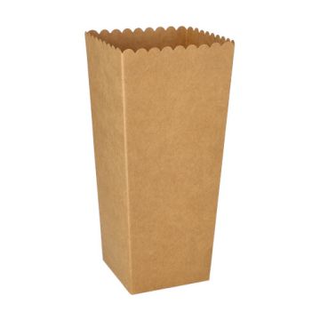 Kartonnen popcorn bakjes "pure" rechthoekig 19,7 cm x 7 cm x 7 cm bruin, popcorn beker small