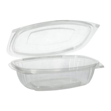 Saladebakken met  deksels, PLA "pure" 750 ml 6,6 cm x 20,5 cm x 16,8 cm glashelder