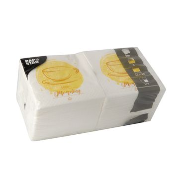 Servetten, 3-laags 1/4 vouw 24 cm x 24 cm "Good Morning"