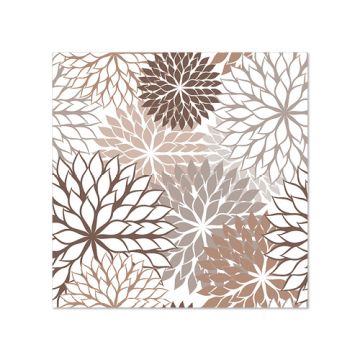 Servetten, 3-laags 1/4 vouw 25 cm x 25 cm chocolade met bloemenmotief "Floralies"