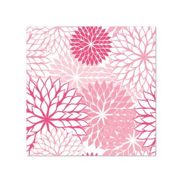 Servetten, 3-laags 1/4 vouw 25 cm x 25 cm roze met bloemenmotief "Floralies"