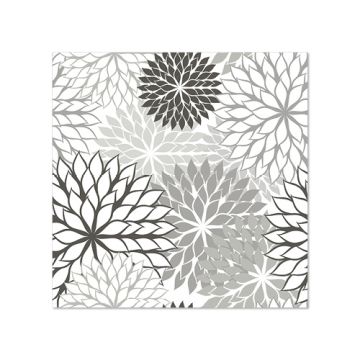Servetten, 3-laags 1/4 vouw 25 cm x 25 cm grijs met bloemenmotief "Floralies"