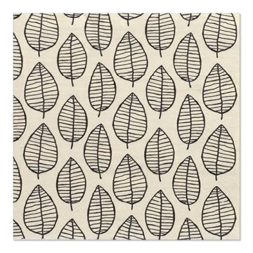 Servetten 3-laags 1/4 vouw 33 cm x 33 cm "Black Foliage"