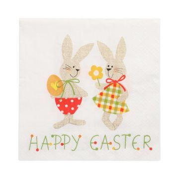 Servetten 3-laags 1/4 vouw 33 cm x 33 cm "Bunny Couple"