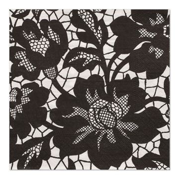 Servetten 3-laags 1/4 vouw 33 cm x 33 cm zwart "Rich Lace"
