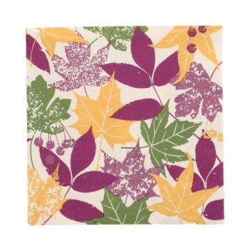 Servetten tissue 3-laags 1/4 vouw 33 x 33 cm FSC herfstbladeren "Autumn Leaves"