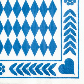 Servetten, 3-laags 1/4 vouw 33 cm x 33 cm "Beiers blauw"