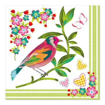 Servetten, 3-laags 1/4 vouw 33 cm x 33 cm "Birdie"