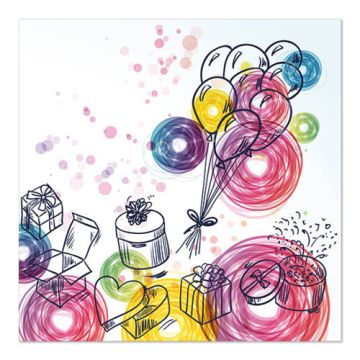 Servetten, 3-laags 1/4 vouw 33 cm x 33 cm "Birthday Gifts"