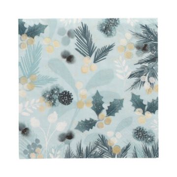 Servetten 3-laags 1/4 vouw 33 cm x 33 cm "Blue Christmas"