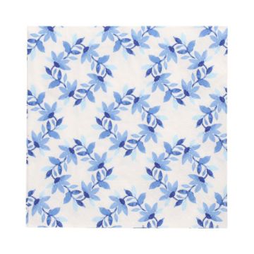Servetten tissue 3-laags 1/4 vouw 33 x 33 cm FSC blauwe kransen" Blue Wreaths"