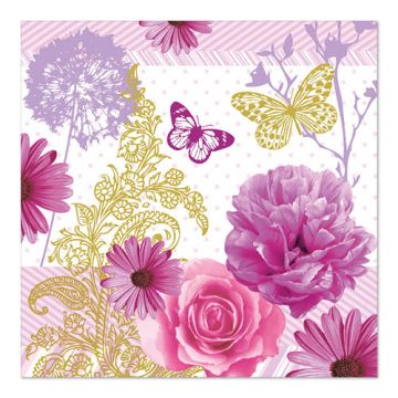 Servetten, 3-laags 1/4 vouw 33 cm x 33 cm "Charlene"