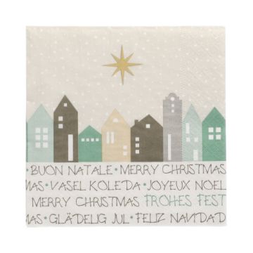 Servetten 3-laags 1/4 vouw 33 cm x 33 cm "Christmas Village"