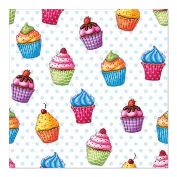 Servetten, 3-laags 1/4 vouw 33 cm x 33 cm "Cupcakes"