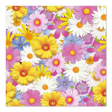 Servetten, 3-laags 1/4 vouw 33 cm x 33 cm "Daisies Mix"