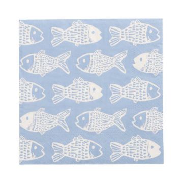 Servetten tissue 3-laags 1/4 vouw 33 x 33 cm FSC vissen "Fish"