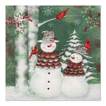 Servetten 3-laags 1/4 vouw 33 cm x 33 cm "Forest Snowmen"