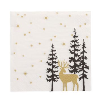 Servetten 3-laags 1/4 vouw 33 cm x 33 cm "Golden Deer"
