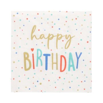 Verjaardag servetten 3-laags 1/4 vouw 33 x 33 cm FSC "Happy Birthday"