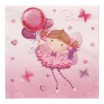 Verjaardag servetten danseres 3-laags 1/4 vouw 33 cm x 33 cm FSC, feestservetten ballerina "Little Dancer"
