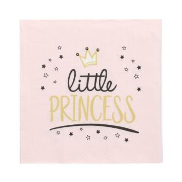 Verjaardag servetten 3-laags 1/4 vouw 33 x 33 cm FSC "Little Princess"