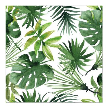 Servetten, 3-laags 1/4 vouw 33 cm x 33 cm "Monstera"