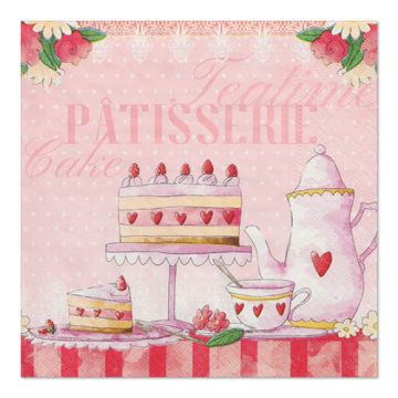 Servetten 3-laags 1/4 vouw 33 cm x 33 cm "Patisserie"