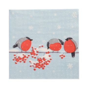 Servetten 3-laags 1/4 vouw 33 cm x 33 cm "Red Gorded Birds"