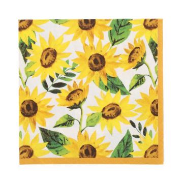 Servetten tissue 3-laags 1/4 vouw 33 x 33 cm FSC zonnebloemen "Sunflowers"
